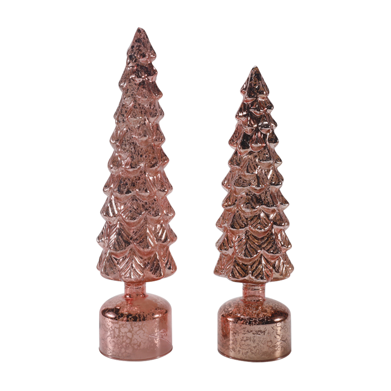 Set de brad rotativ de sticlă de Crăciun cu LED-uri de 10×25 și 10×28 cm Ornamente festive