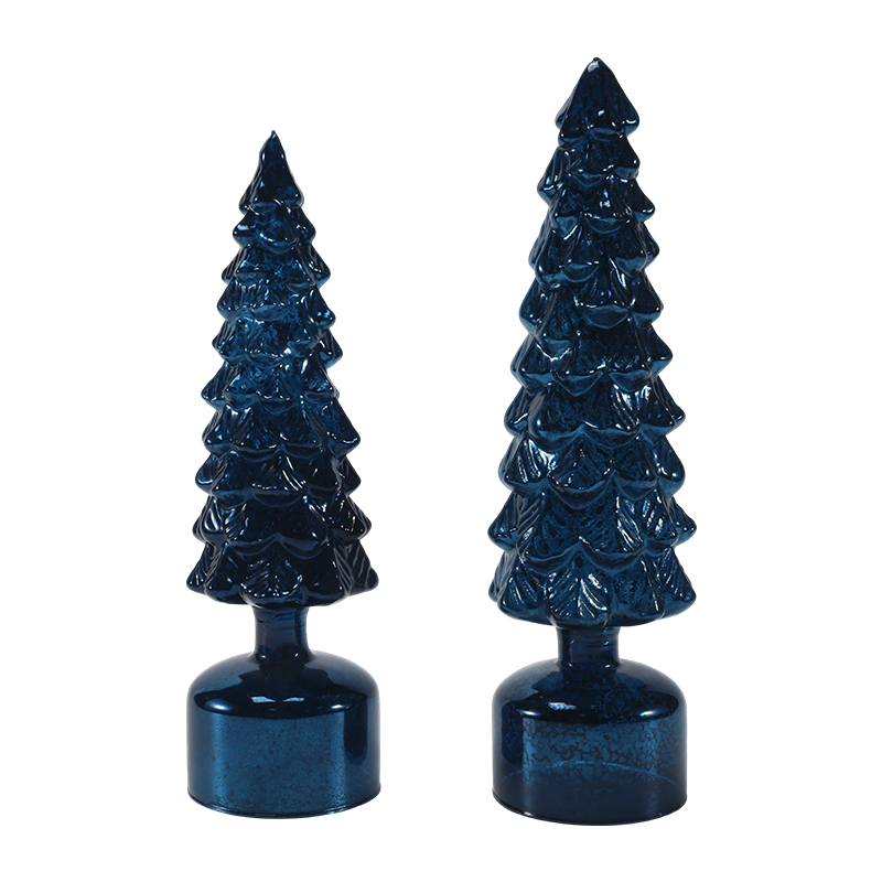 Set de brad rotativ de sticlă de Crăciun cu LED-uri de 10×25 și 10×28 cm Ornamente festive