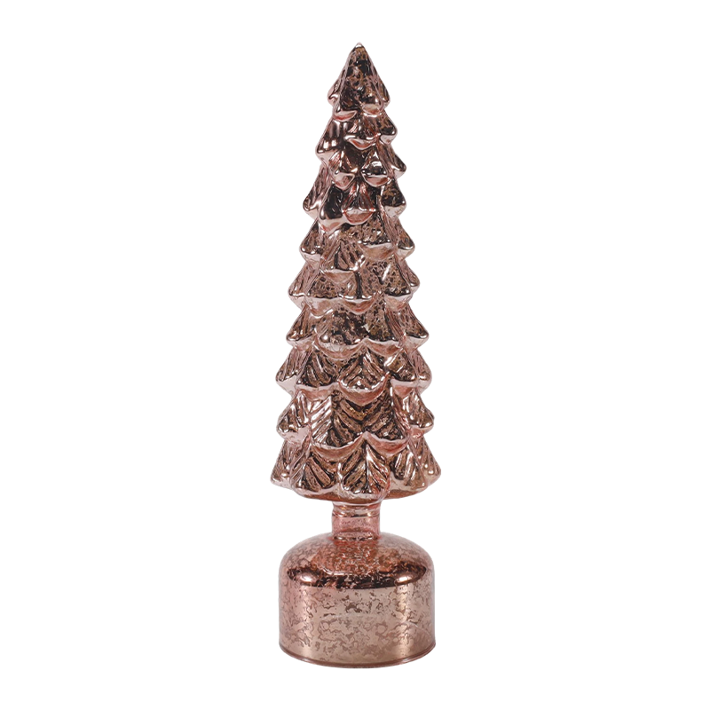 Set de brad rotativ de sticlă de Crăciun cu LED-uri de 10×25 și 10×28 cm Ornamente festive