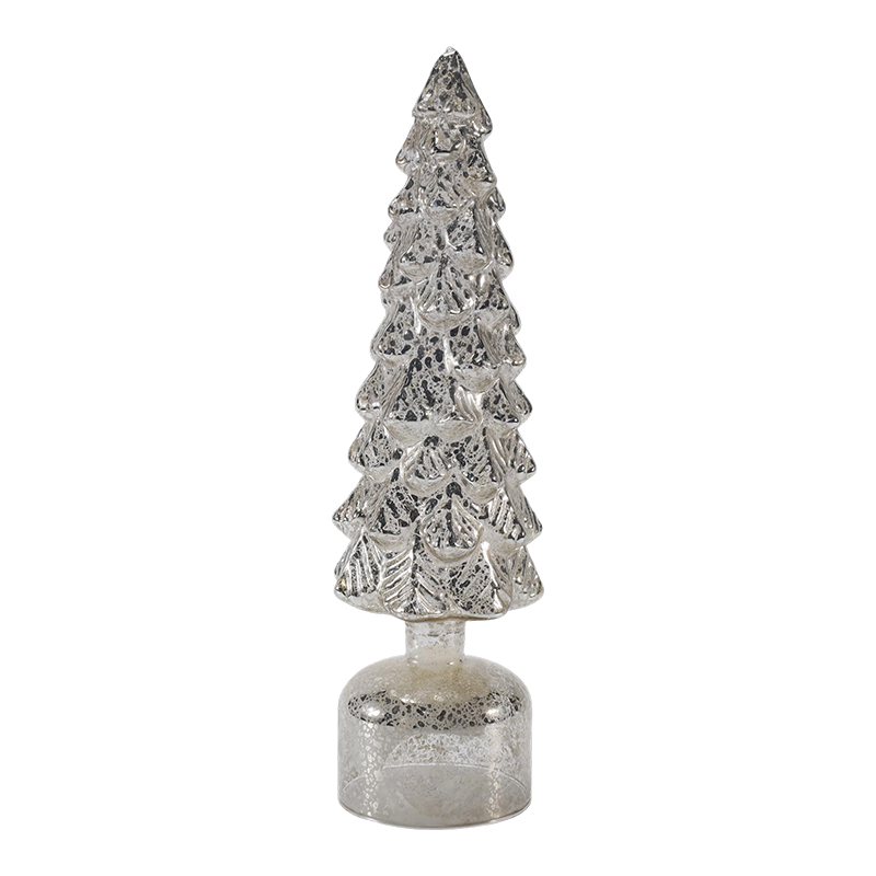 Set de brad rotativ de sticlă de Crăciun cu LED-uri de 10×25 și 10×28 cm Ornamente festive