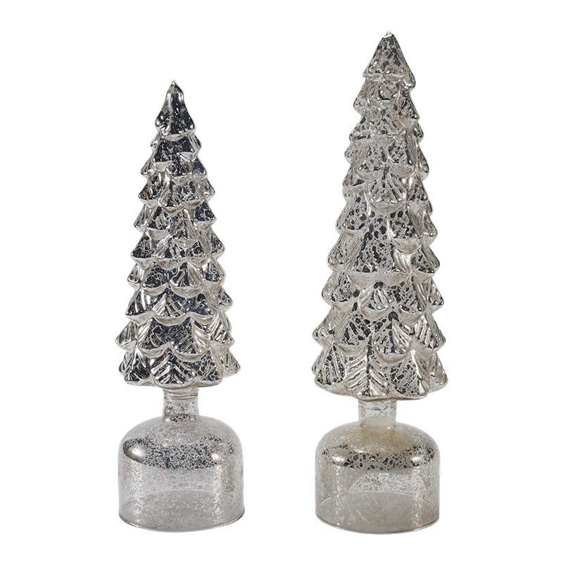 Set de brad rotativ de sticlă de Crăciun cu LED-uri de 10×25 și 10×28 cm Ornamente festive