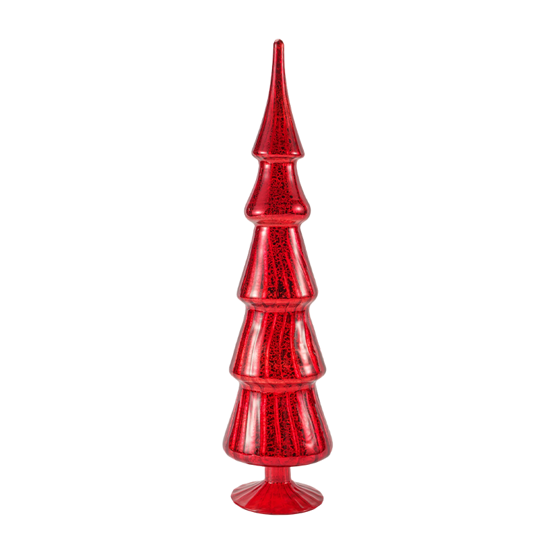 10×40cm Set de 2 piese Brad de sticlă de Crăciun cu dungi rotative Decor pentru masă
