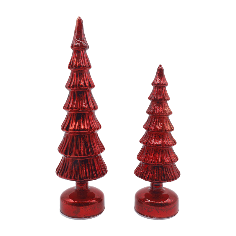 Set brad de Crăciun din sticlă rotativă de 10 × 28 și 10 × 33 cm - Decor festiv din 2 piese