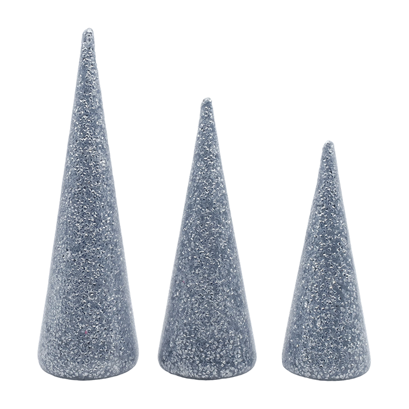 Set de brad de Crăciun din sticlă strălucită, 8×20/9×25/10×30cm, cu lumini LED încorporate