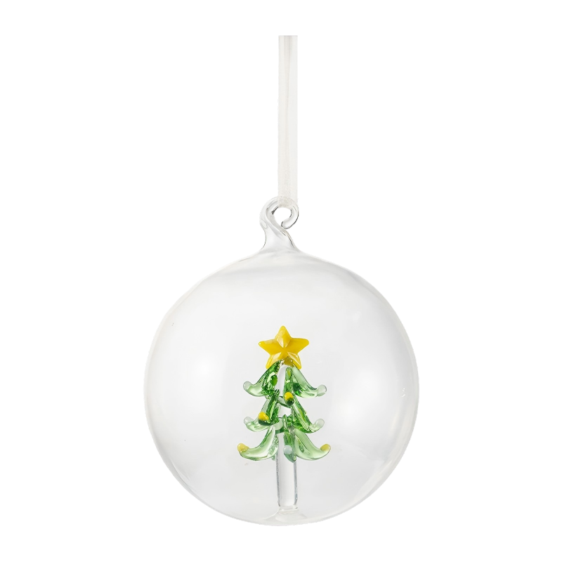 Set de ornamente din sticlă de Crăciun suflată manual de 8 cm