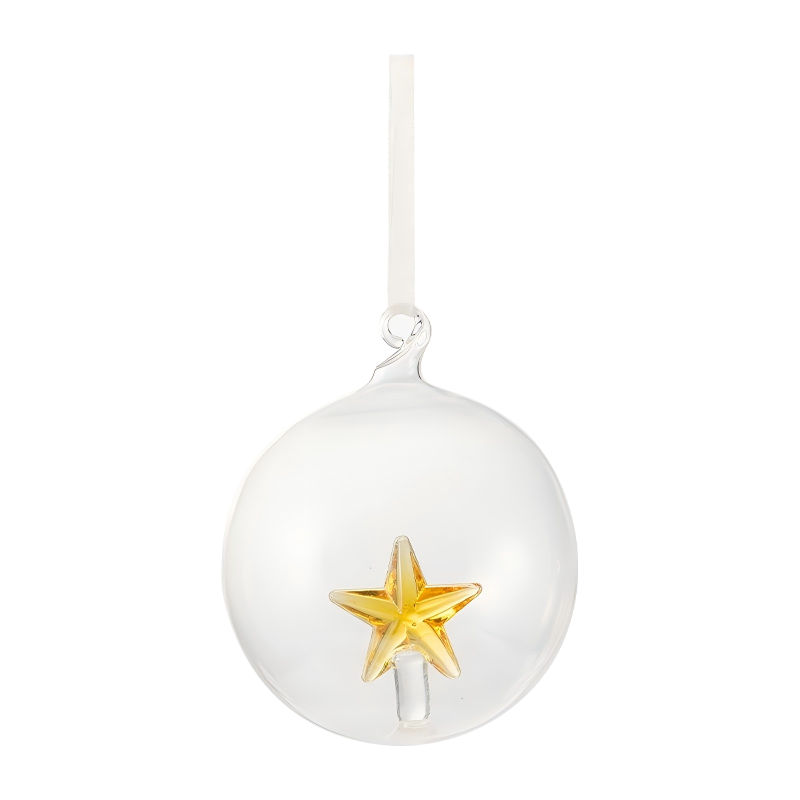 Set de ornamente din sticlă de Crăciun suflată manual de 8 cm