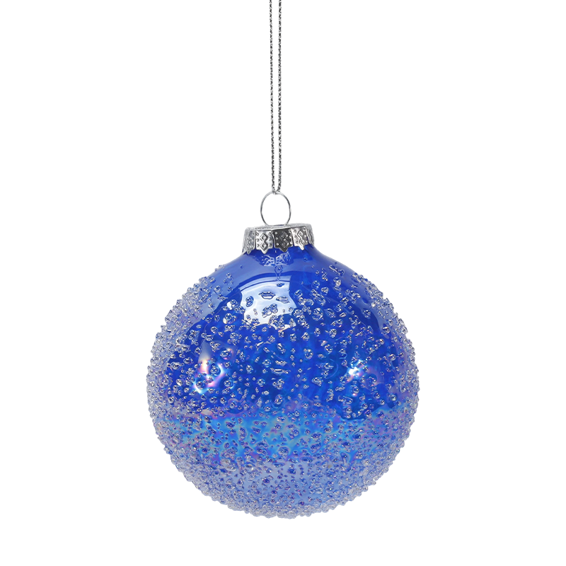 Ornament de bile de sticlă de Crăciun cu mărgele de cristal de 8 cm