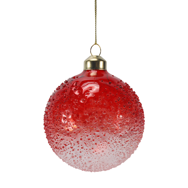 Ornament de bile de sticlă de Crăciun cu mărgele de cristal de 8 cm