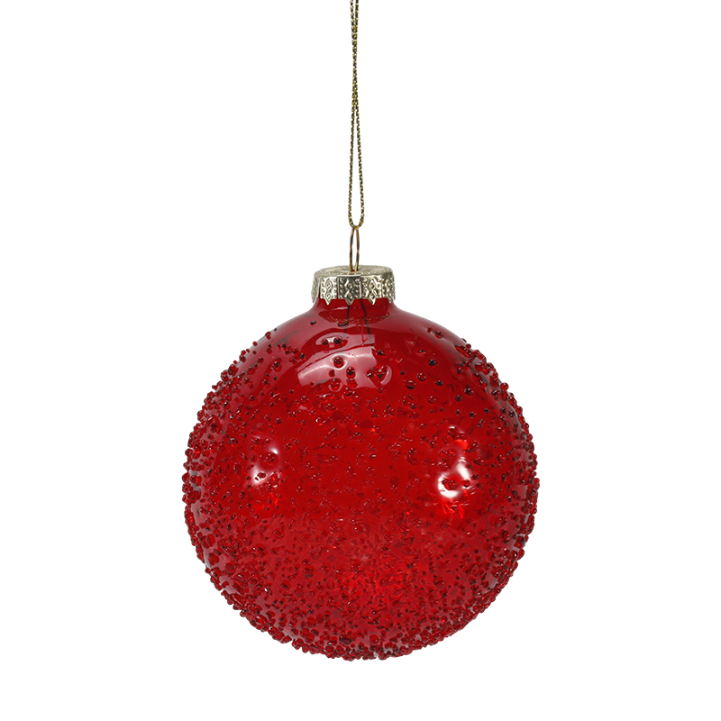 Ornament de bile de sticlă de Crăciun cu mărgele de cristal de 8 cm