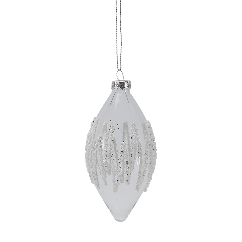 Ornament de bile de sticlă de Crăciun cu mărgele de 8 cm (singur / set de 3)