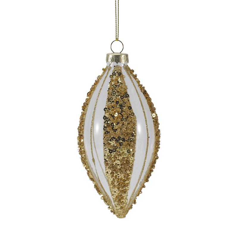 Ornament de bile de sticlă de Crăciun de lux auriu și argintiu de 8 cm (singur / set de 4)