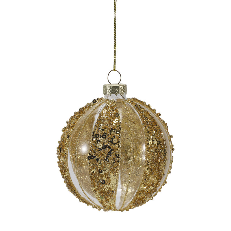 Ornament de bile de sticlă de Crăciun de lux auriu și argintiu de 8 cm (singur / set de 4)