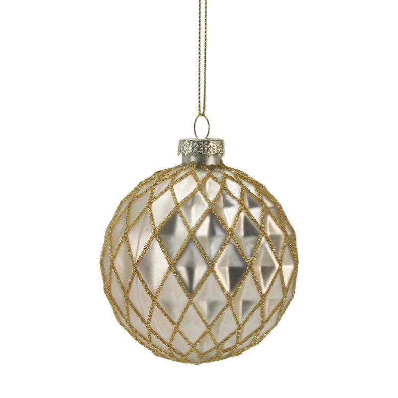 Ornament de sticlă de Crăciun de lux auriu și argintiu de 8 cm (singur / set de 3)