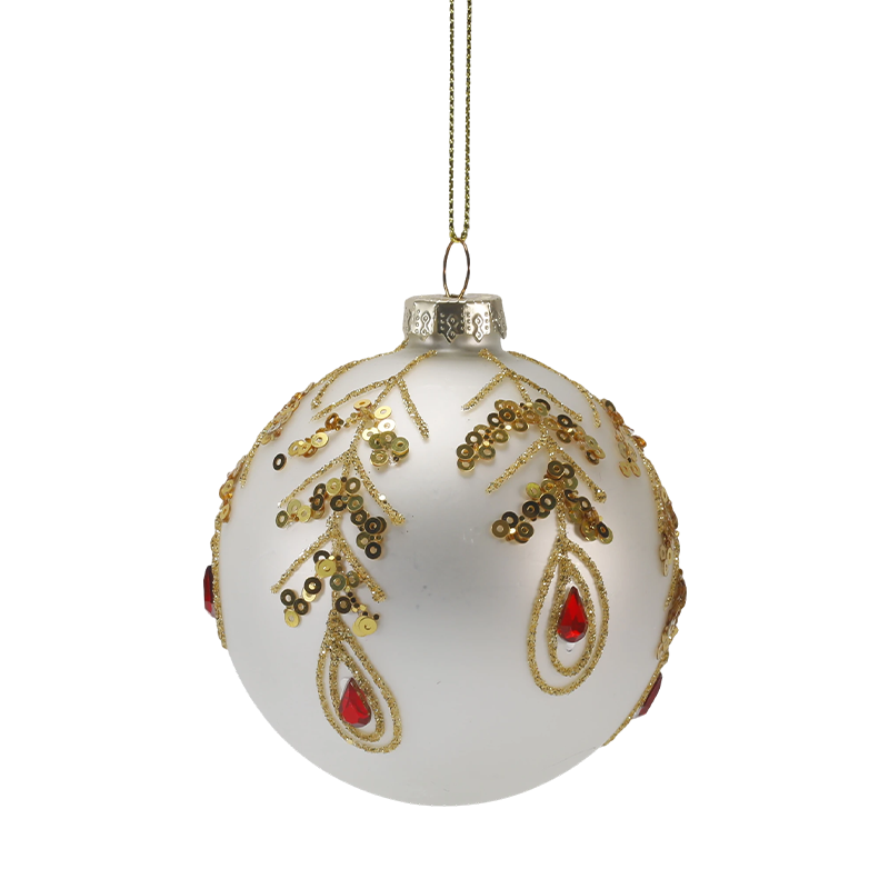 Ornament de lux de 8 cm cu bile de sticlă de Crăciun auriu și roșu (singur / set de 3)