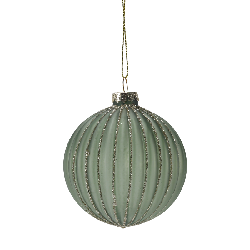 Ornament de bile de sticlă de Crăciun cu dungi Morandi de 8 cm (singur / set de 3)