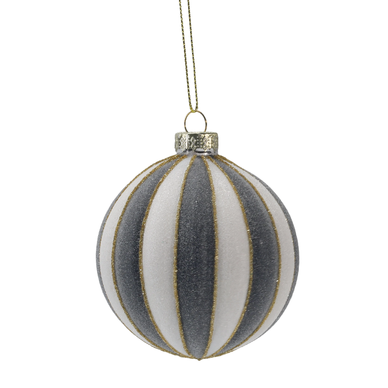 Ornament de bile de sticlă de Crăciun retro în carouri și dungi de 8 cm (singur / set de 3)