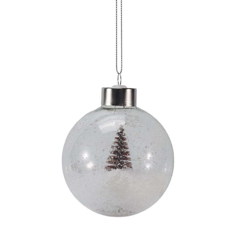 Ornament de sticlă de Crăciun pentru mini brad cu zăpadă de 8 cm (singur/set)