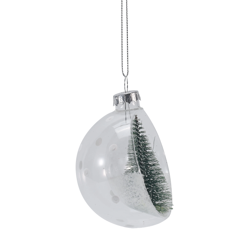 Ornament de sticlă de Crăciun pentru mini brad cu zăpadă de 8 cm (singur/set)
