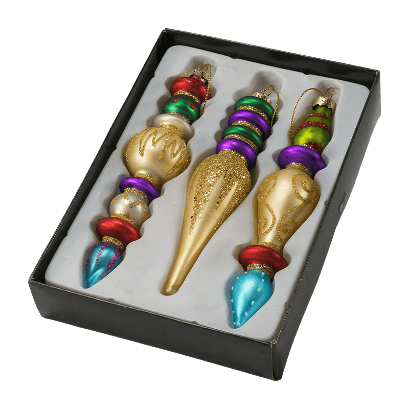Set de ornamente din sticlă de Crăciun cu finisaj suflat manual de 15 cm (3/4 bucăți)