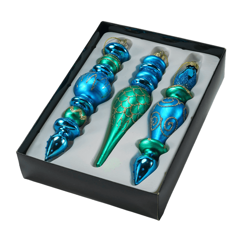 Set de ornamente din sticlă de Crăciun cu finisaj suflat manual de 15 cm (3/4 bucăți)