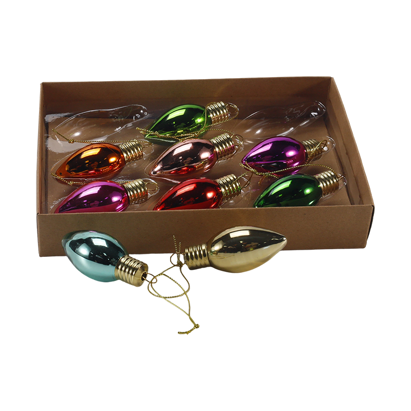 Set de ornamente din sticlă de Crăciun (în formă de bec colorat)