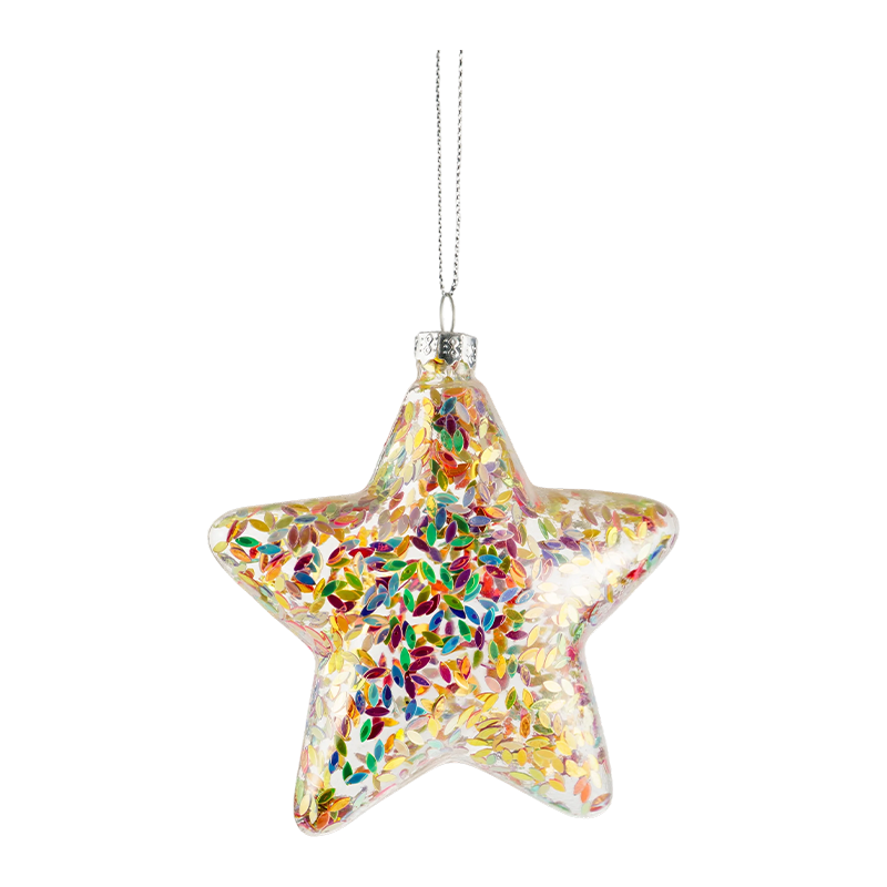 Ornament de sticlă de Crăciun în formă de stea curcubeu