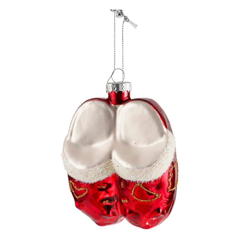 Ornament de sticlă de Crăciun în formă de pasăre de aur roșu