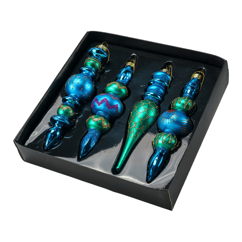 Set de ornamente din sticlă de Crăciun cu finisaj suflat manual de 15 cm (3/4 bucăți)