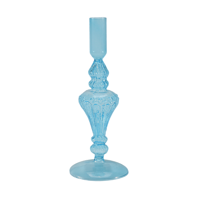 18 cm Colecție de suporturi de lumânări din sticlă colorată