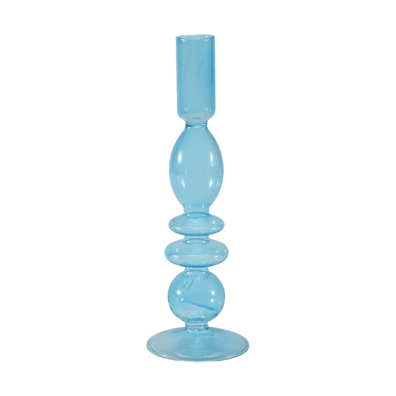 18 cm Colecție de suporturi de lumânări din sticlă colorată