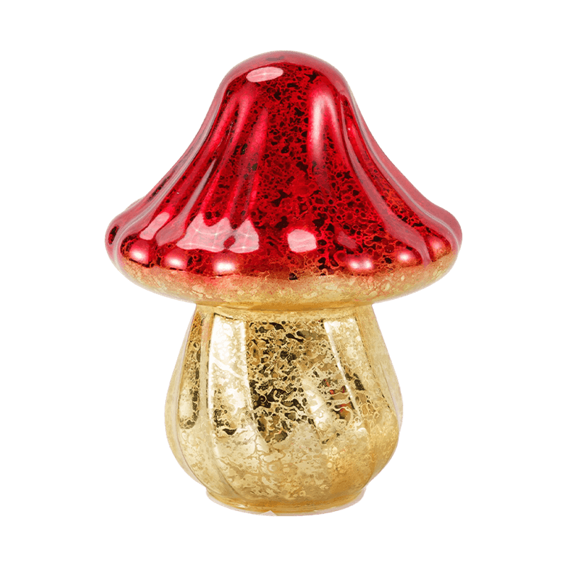 Ornament de ciupercă din sticlă de mercur, realizat manual, cu decor cu led
