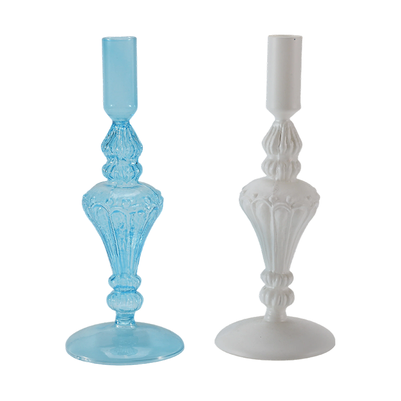 18 cm Colecție de suporturi de lumânări din sticlă colorată