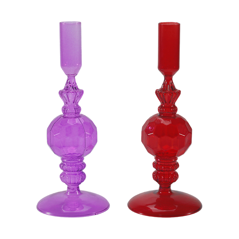 18 cm Colecție de suporturi de lumânări din sticlă colorată