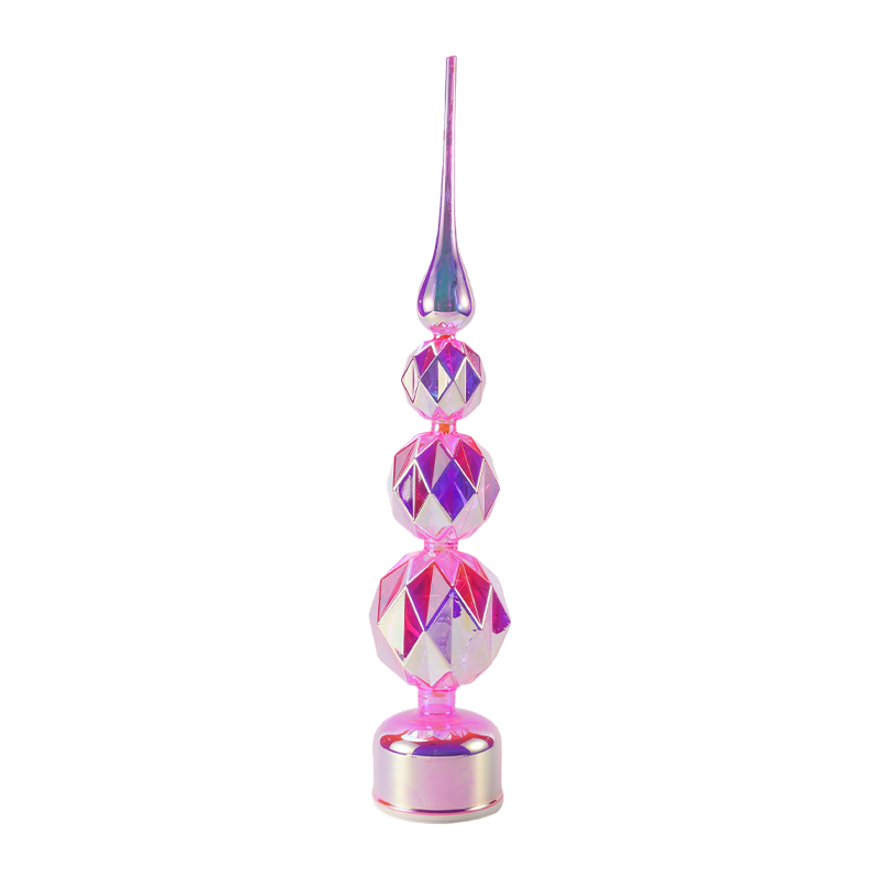 Decor turn cu LED de cristal iridescent / Lumină de masă pentru brad de Crăciun cu om de zăpadă