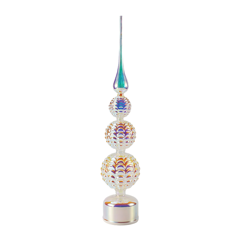 Decor turn cu LED de cristal iridescent / Lumină de masă pentru brad de Crăciun cu om de zăpadă