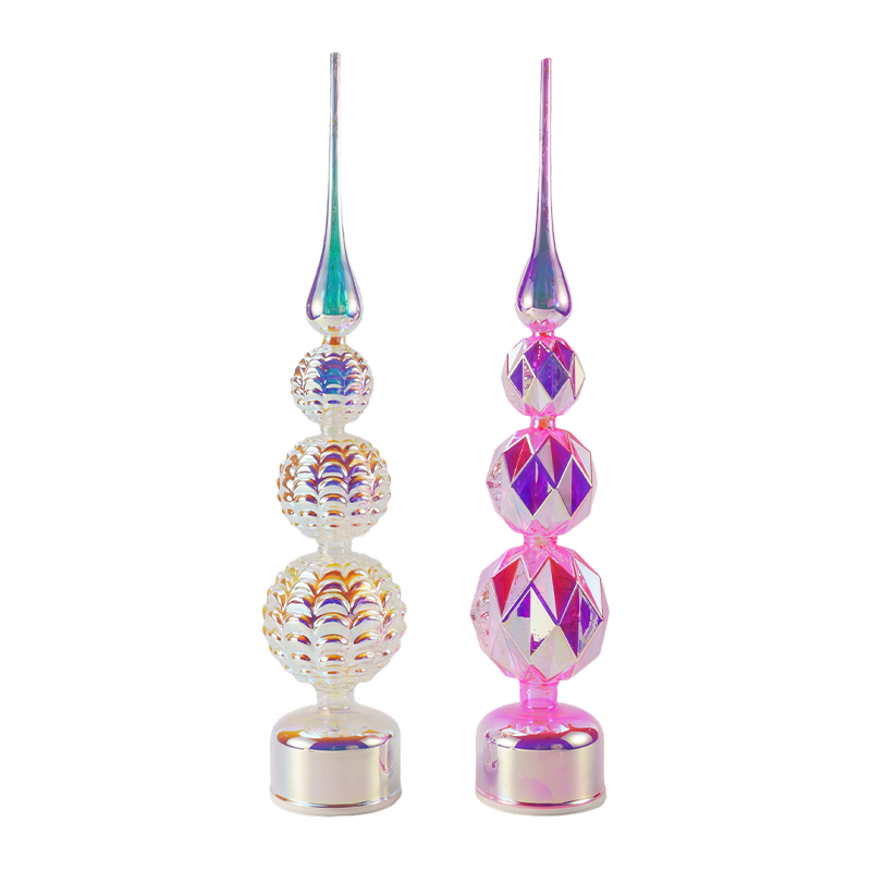 Decor turn cu LED de cristal iridescent / Lumină de masă pentru brad de Crăciun cu om de zăpadă