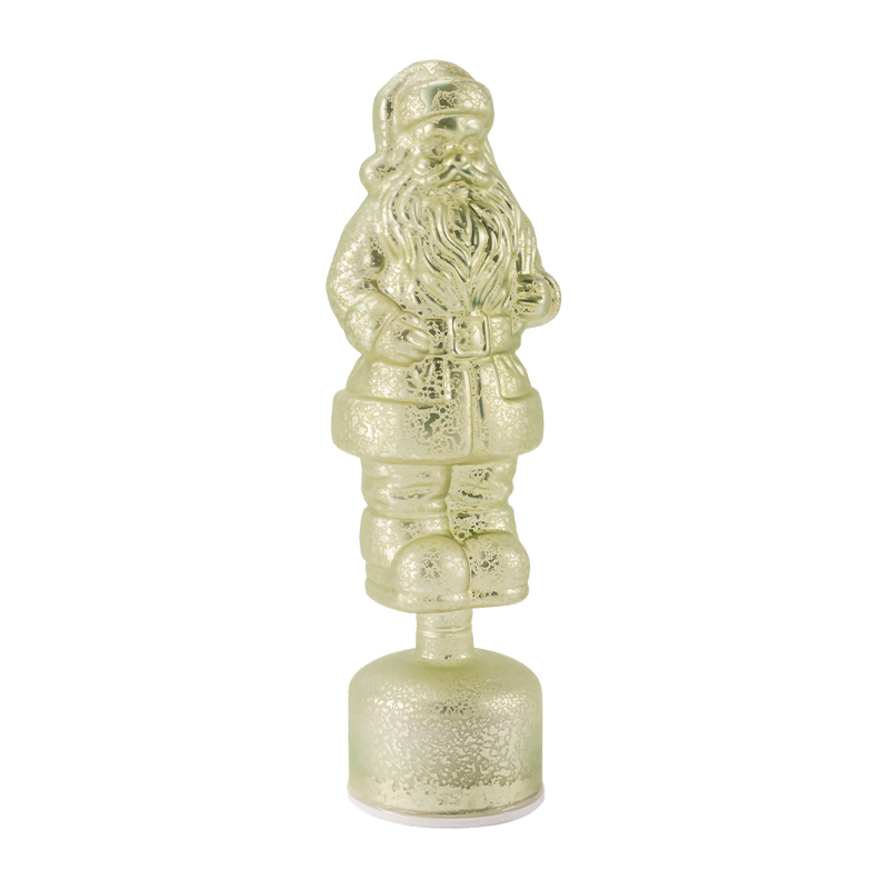 Figurină de Moș Crăciun din sticlă de mercur de epocă (roșu / argintiu / finisaj verde deschis)