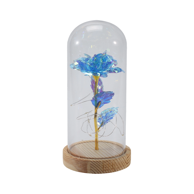 Lumină cloche din sticlă Galaxy Rose (cu/fără ursuleț, mai multe culori)