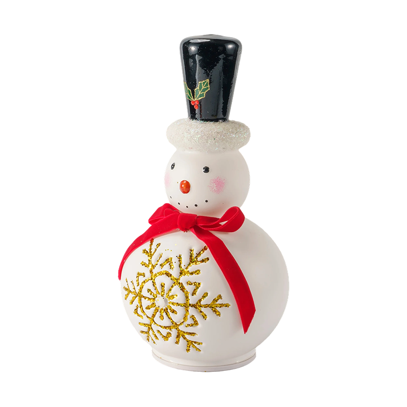 Figurină festivă din sticlă cu om de zăpadă (finisaj alb transparent/mat)