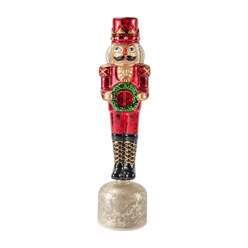 Figurină de spărgător de nuci din sticlă de mercur de epocă (finisaj roșu)