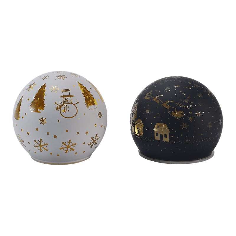 Glob de sticlă festiv (Iridiscent / Pom de Crăciun / Scenă de noapte / Stiluri de om de zăpadă)