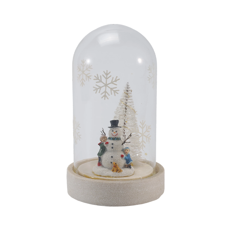 Cloșă de sticlă festivă și lumină pentru sticlă (scenă cu omul de zăpadă/Siluri de fructe de pădure de pin/pom de Crăciun)