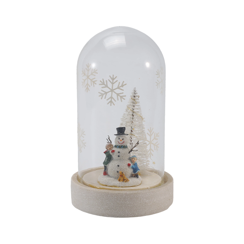 Cloșă de sticlă festivă și lumină pentru sticlă (scenă cu omul de zăpadă/Siluri de fructe de pădure de pin/pom de Crăciun)