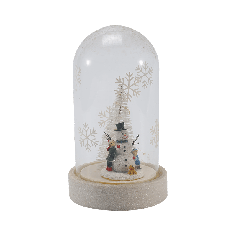 Cloșă de sticlă festivă și lumină pentru sticlă (scenă cu omul de zăpadă/Siluri de fructe de pădure de pin/pom de Crăciun)
