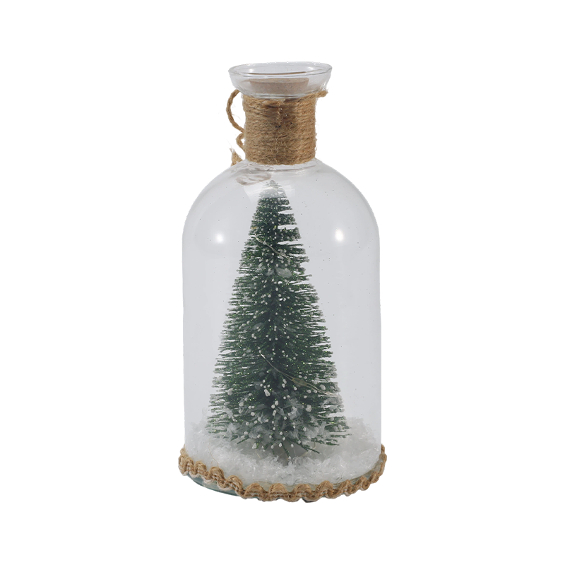 Cloșă de sticlă festivă și lumină pentru sticlă (scenă cu omul de zăpadă/Siluri de fructe de pădure de pin/pom de Crăciun)