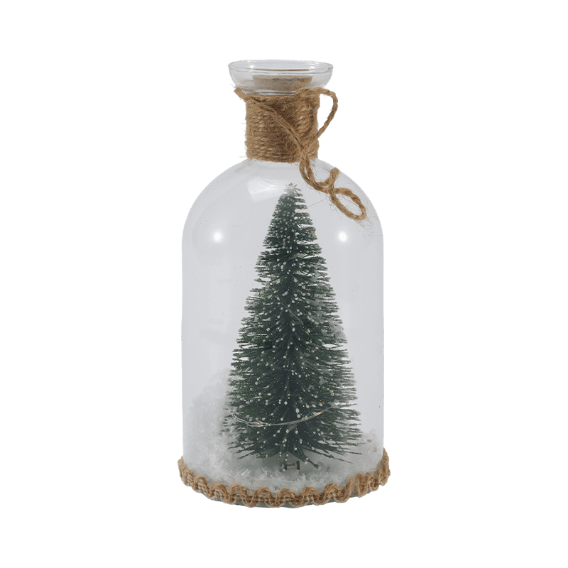 Cloșă de sticlă festivă și lumină pentru sticlă (scenă cu omul de zăpadă/Siluri de fructe de pădure de pin/pom de Crăciun)