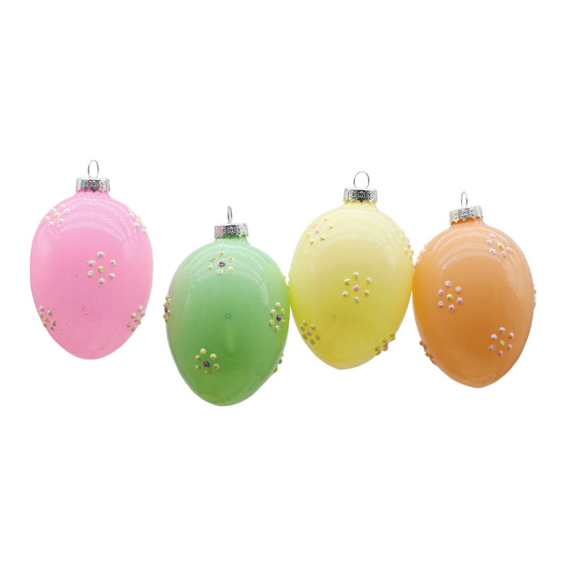 Set decor ouă din sticlă de Paște 6*8cm