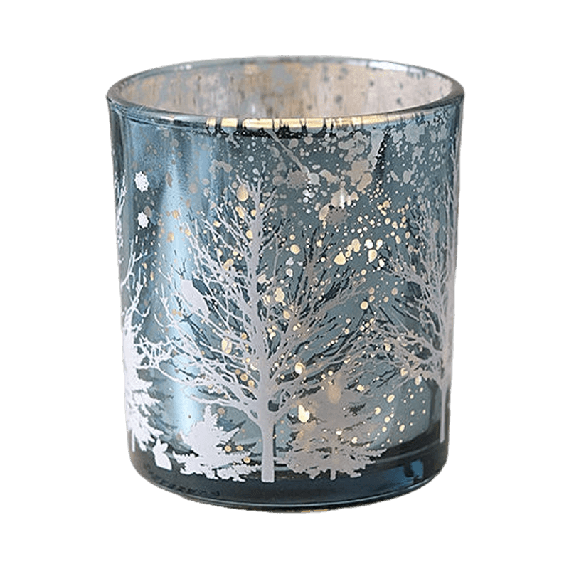 Suport sfeșnic din sticlă sculptată galvanizată 8*9cm Ediție Decor festiv pentru pahare