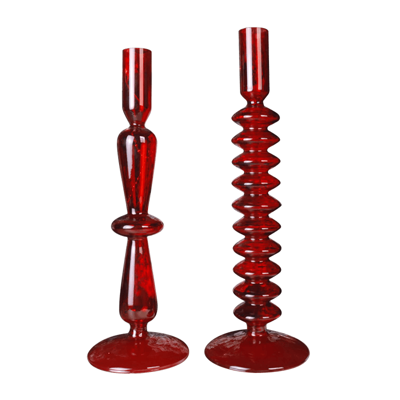 Suport de sfeșnic din sticlă suflată manual de 18 cm Decor pentru masă de vacanță
