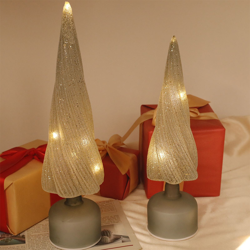 10×25/10×30 Ornament decorativ pentru brad de Crăciun iluminat cu LED din sticlă